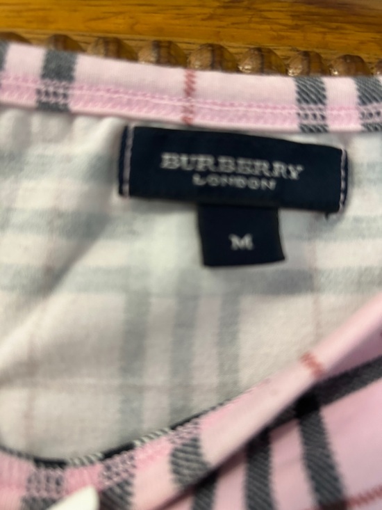 Burberry pink plaid 3/4 sleeve top. Size M. EUC - Picture 3 of 5